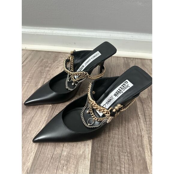 JIMMY CHOO + Jean Paul Gaultier Bing 90 embellished leather mules US 7 $2450 - Picture 7 of 15